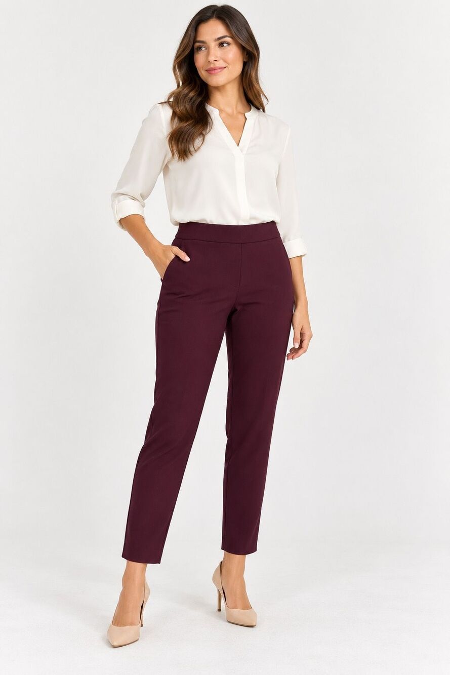 Theory Burgundy Ankle Pull On Pants Trousers 2 women